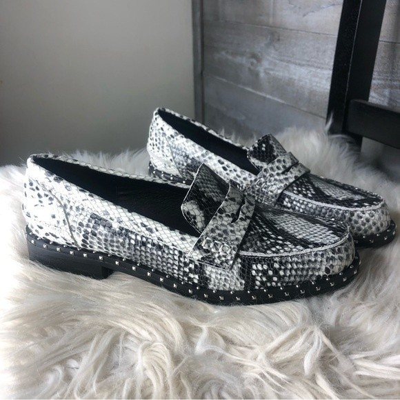 Sol sana Revolve 8 Lloyd snakeskin snake embossed cowhide leather loafers $170 v - Picture 2 of 8